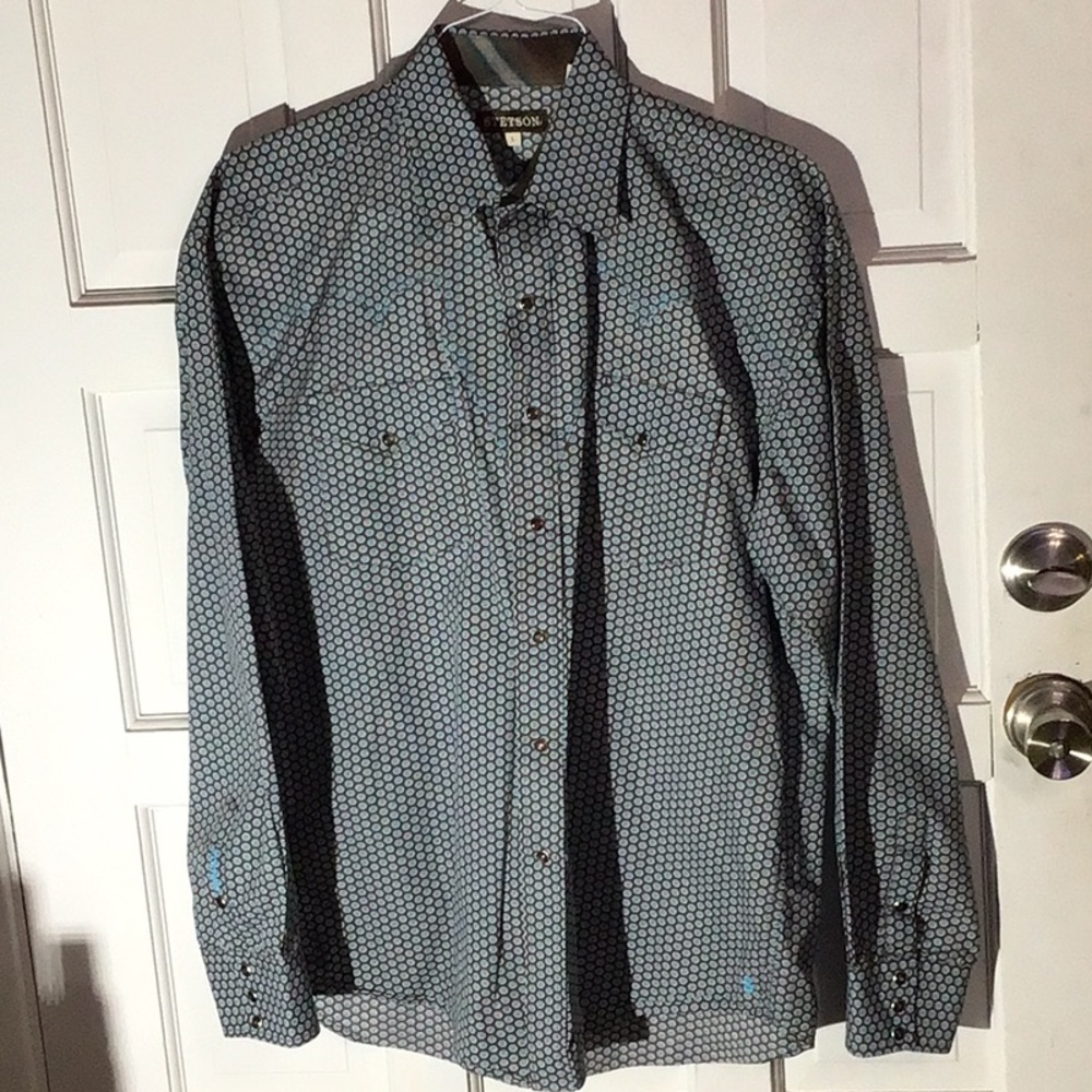 STETSON Blue Geometric Pattern Shirt